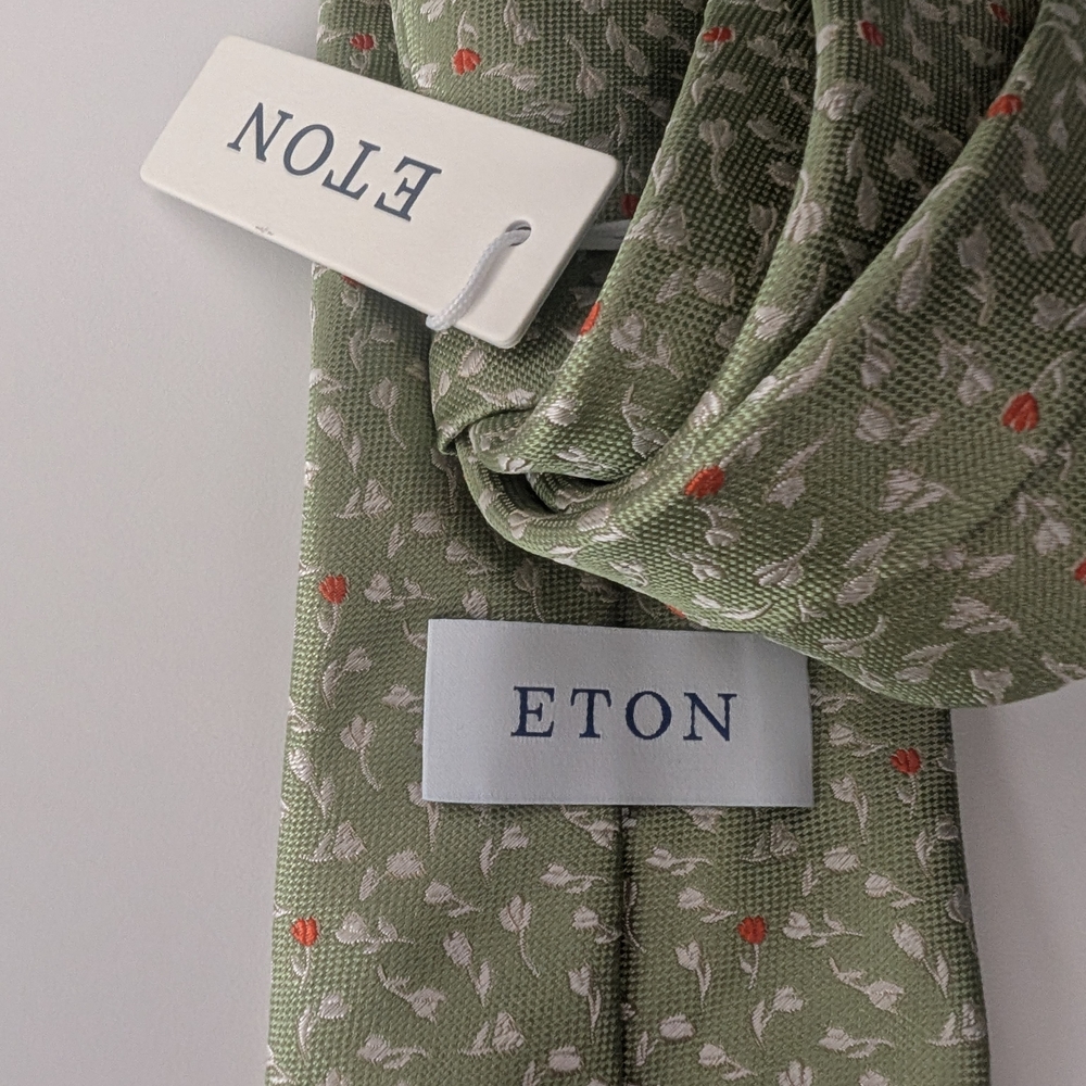 Eton Floral Green Tie - Picture 5 of 6